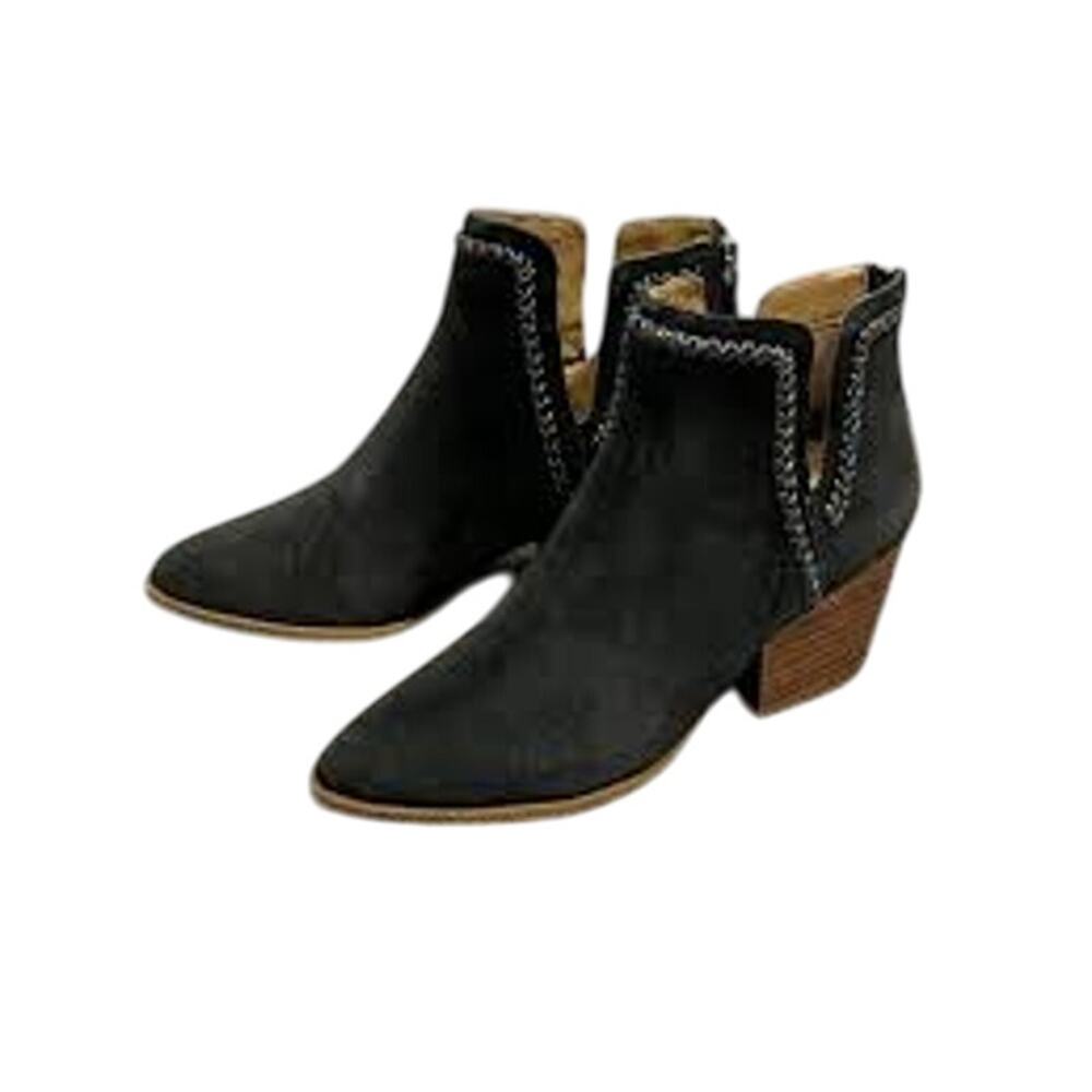 Black DV8 by Dolce Vita Western Silver Stitched Ankle Booties